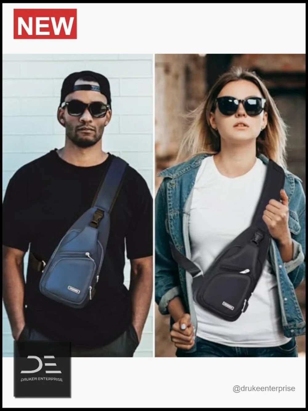 Men's PU Leather Crossbody Sling Bag Waterproof Daypack